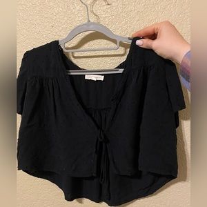 Black front tie shirt